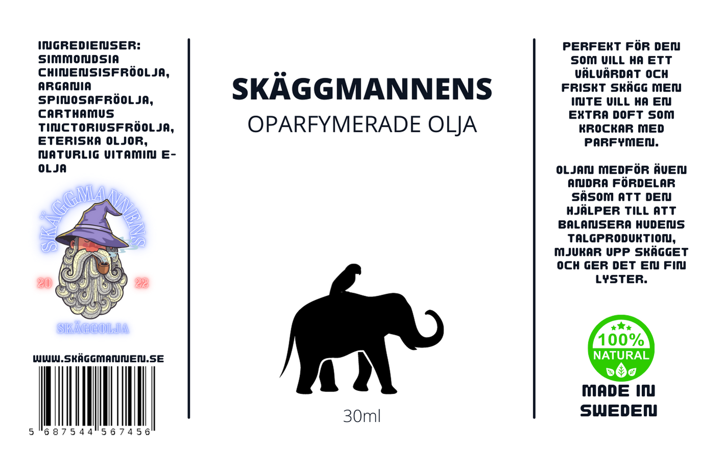 Skäggmannens Oparfymerade Olja